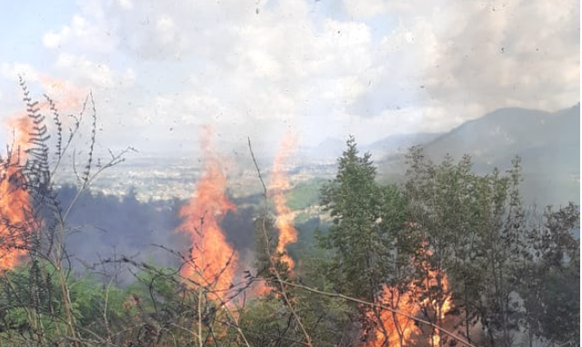 Fire in Berat, a bushy area is engulfed in flames