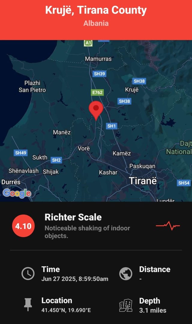 Lëkundje të njëpasnjëshme tërmeti në Tiranë