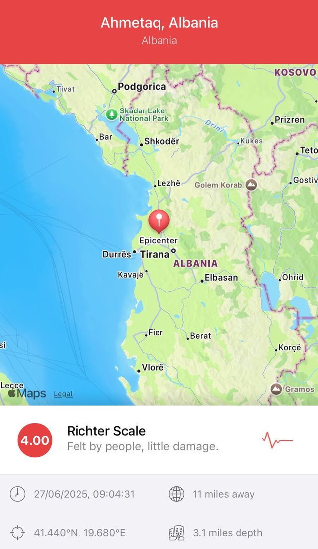 Lëkundje të njëpasnjëshme tërmeti në Tiranë