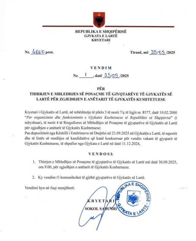 Caktohet data për zgjedhjen e anëtarit të ri të