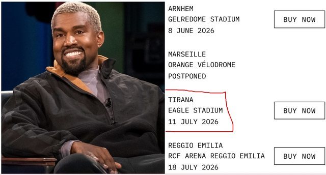 Italia anulon koncertet e Kanye West, Shqip&euml;ria i ngre stadiumin nga dheu