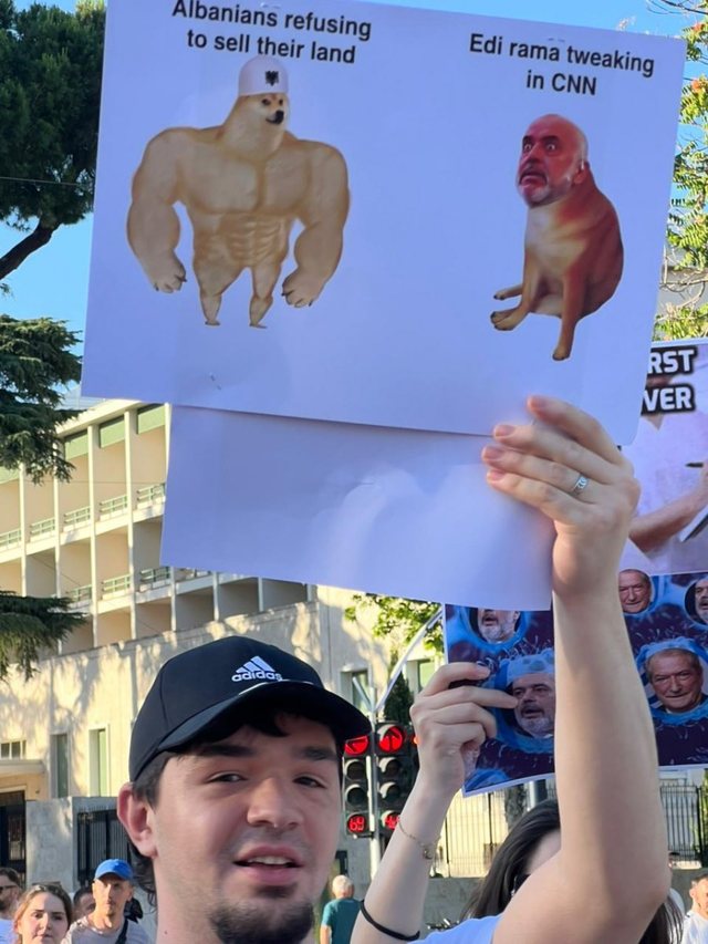 'This goat is sold for 1 euro'/ Spicy banners from the 8th protest in