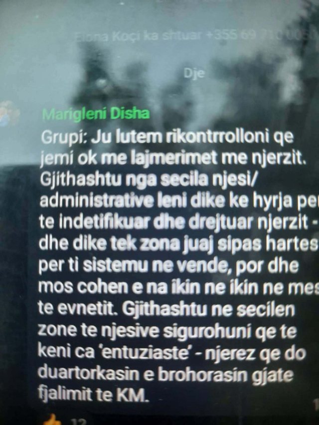 SMS to the mayor of Librazhd: Subordinates are asked to provide