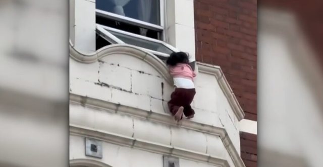 Moments of horror in London, little girl remains hanging from second floor