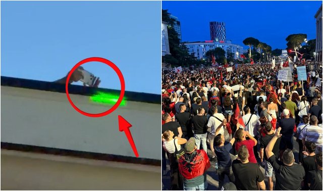 Persona të maskuar filmojnë turmën, qytetarët i