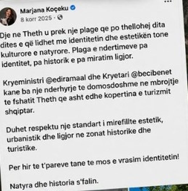 Pendohet Marjana Koçeku, kërkon falje për fadromat e Ramës
