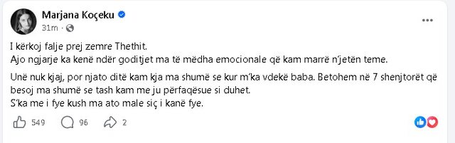 Pendohet Marjana Koçeku, kërkon falje për fadromat e Ramës