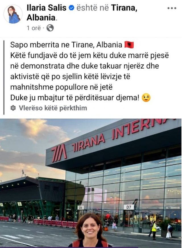 Eurodeputetja italiane vjen n&euml; Tiran&euml;, i bashkohet &ldquo;Revolucionit