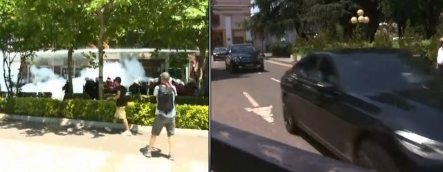 Policia shpërndan protestuesit me ujë dhe spraj lotsjellës,