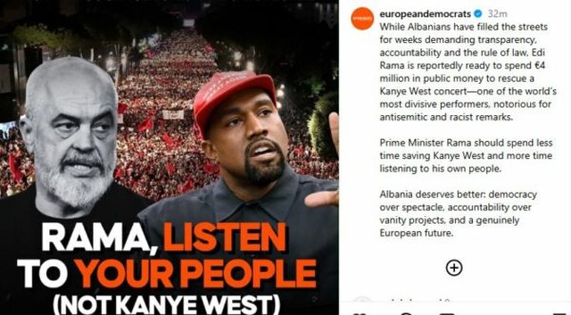 Milionat për West, Partia Demokratike Europiane kritikon Ramën: