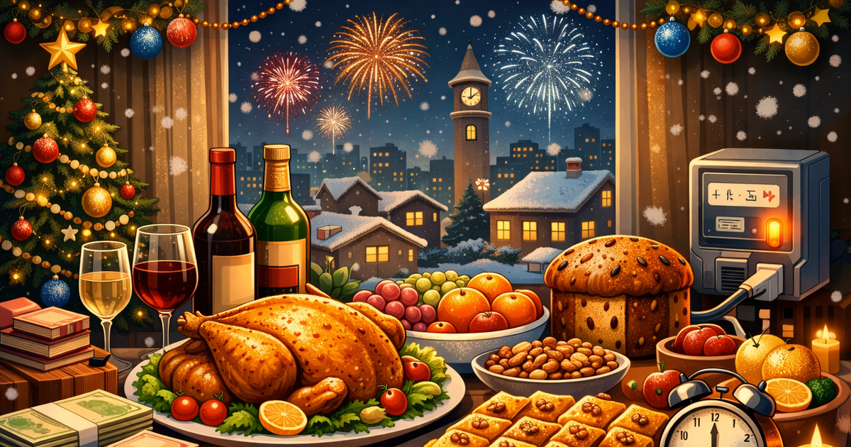 Sa kushton tryeza e Vitit të Ri për familjet shqiptare  Një darkë festive kërkon gati çerekun e të ardhurave tona mujore për të përballuar shpenzimet