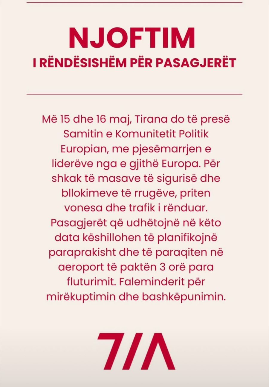 Samiti i Komunitetit Politik Europian në Tiranë- Aeroporti