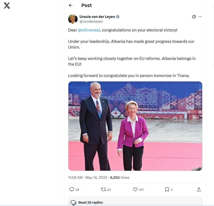 Liderët botërorë urojnë Ramën për fitoren në