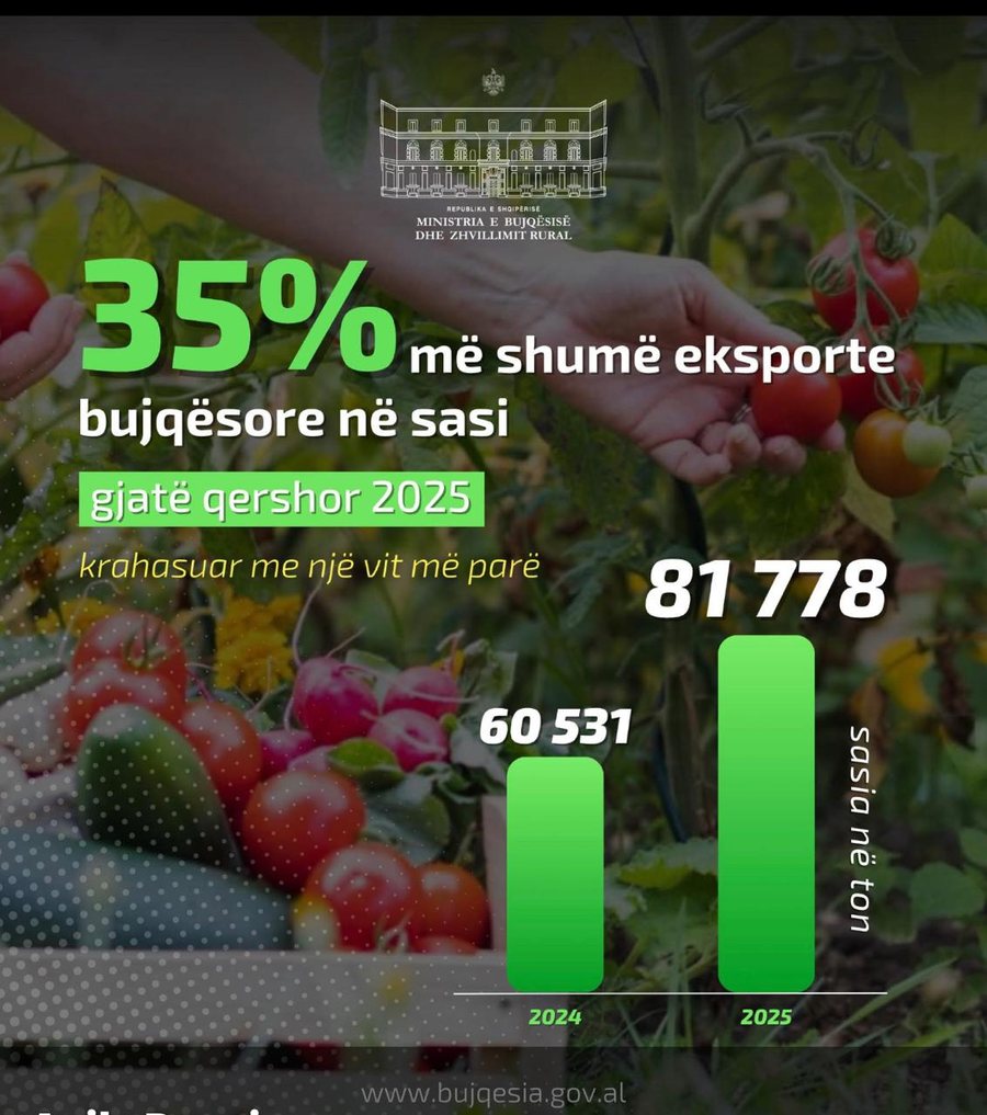 35% më shumë eksporte bujqësore në qershor - Perimet në