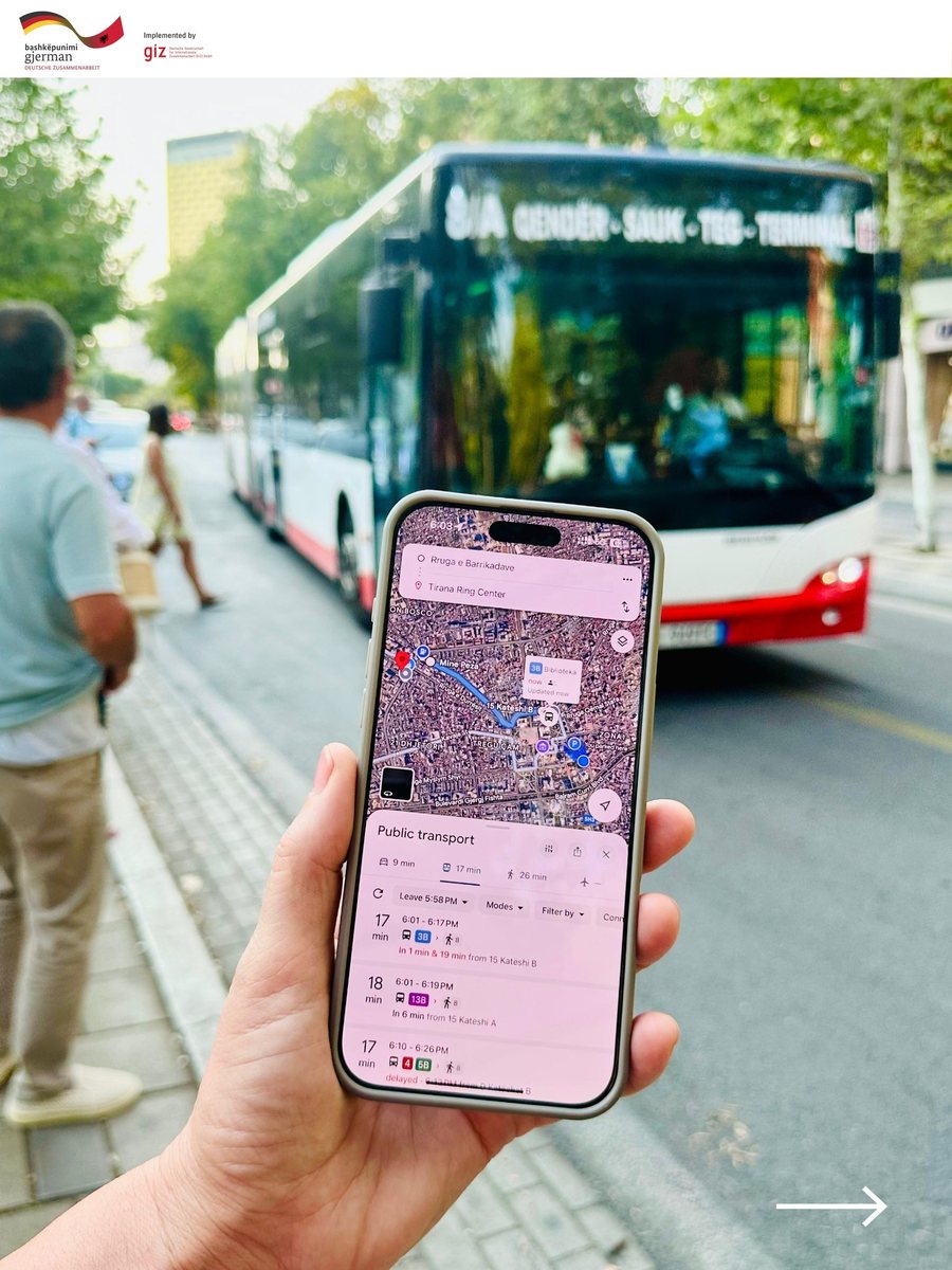 Lëvizja e autobusëve në Tiranë në kohë reale -