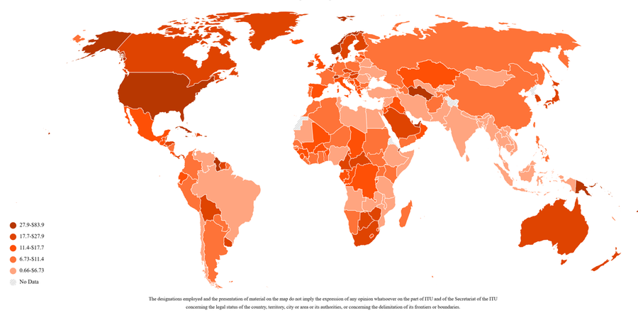 How much does it cost to communicate via mobile phone? On average, $192 per