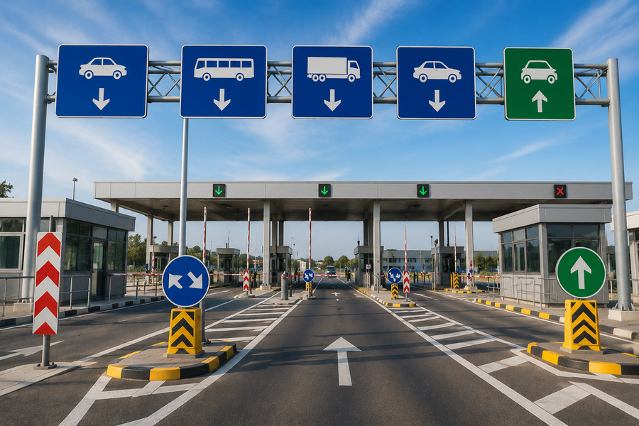 Border rules change, new signage at all points/ New standards for signs, lanes