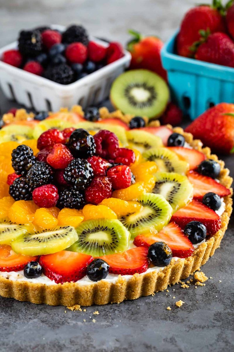 Tart&euml; pa pjekje me fruta, &euml;mb&euml;lsira ideale p&euml;r dit&euml;t e