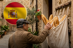 In Spain, unsold bread is left out at night to be picked up by people in need