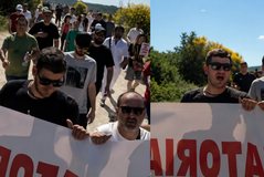 Masked people drag residents away at Zv&euml;rnec protest