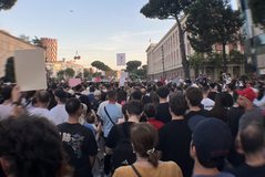 Day 2 Protest for Zv&euml;rnec fills the boulevard in Tirana