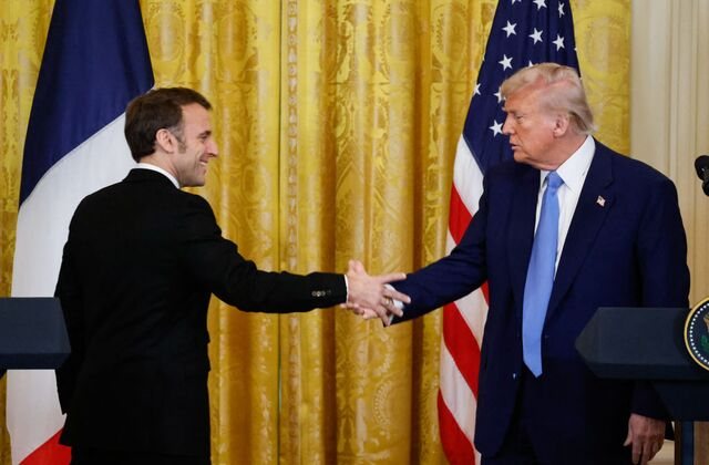 Friendly touches and hugs between Trump and Macron