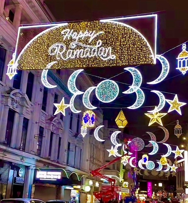 Ramadan lights are lit in London