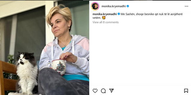 Monika Kryemadhi poston foton me macen: Shoqja besnike që s`më lë