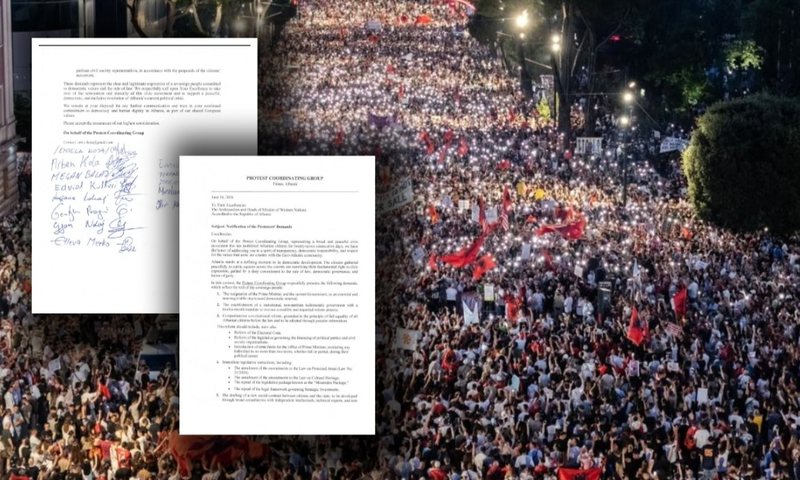 Protestuesit i d&euml;rgojn&euml; let&euml;r ambasador&euml;ve me 5 k&euml;rkesa