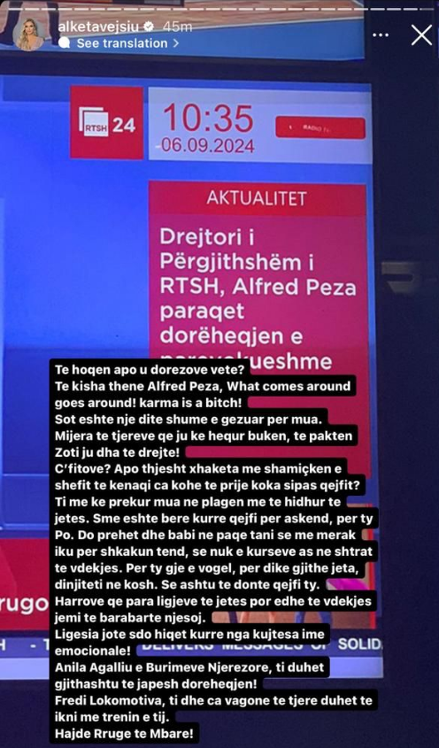 'Të hoqën apo u dorëzove vetë', Alketa Vejsiu