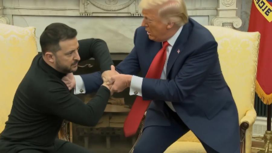 “Boks" mes Zelenskyt e Trumpit / Plasin memet pas përplasjes