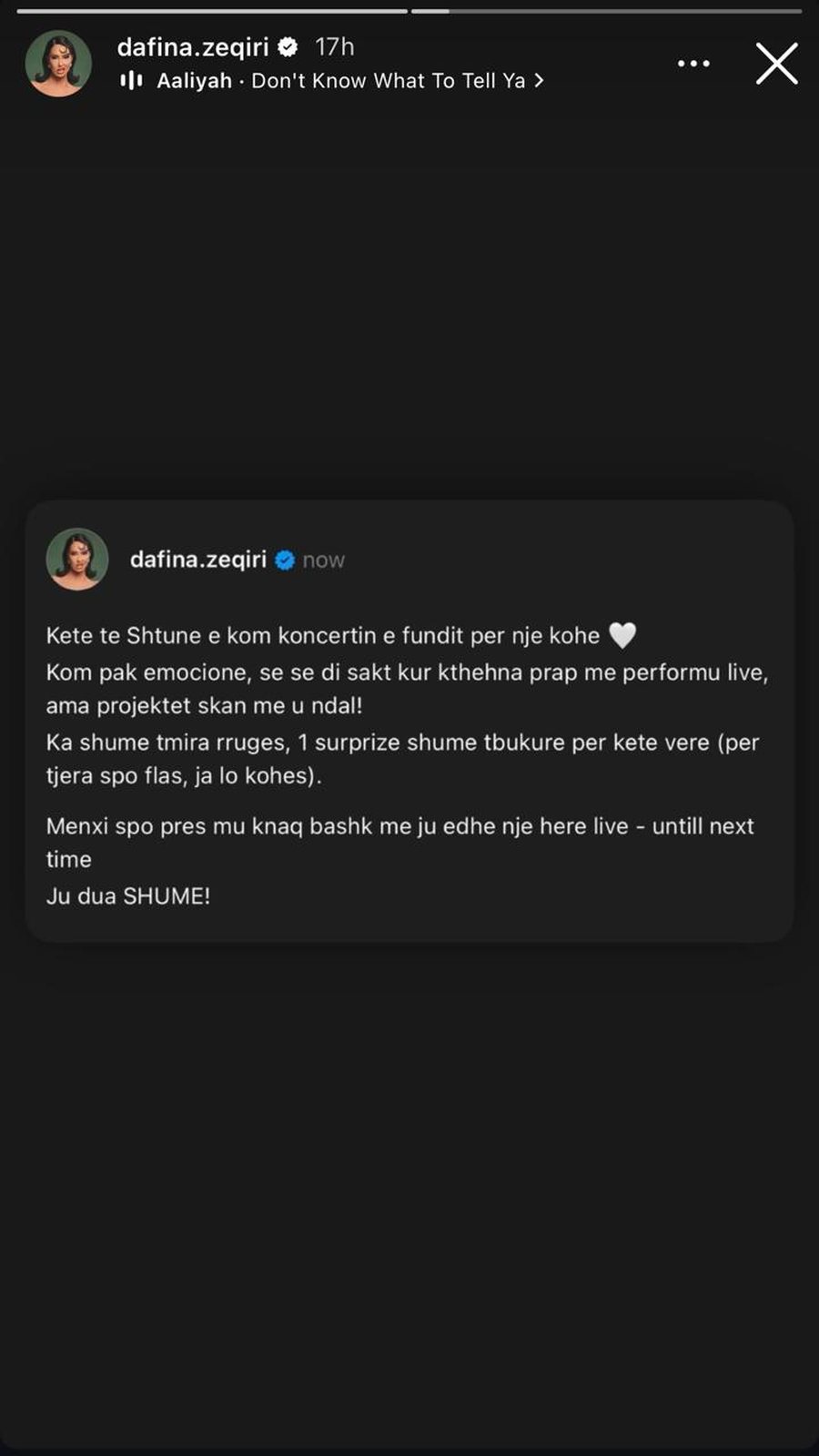 "Koncerti i fundit të shtunën", Dafina Zeqiri jep lajmin: