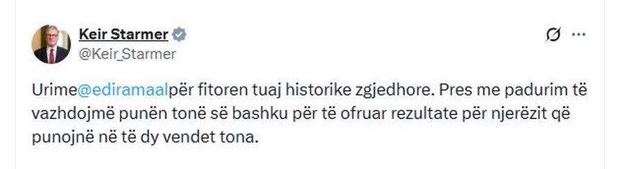 Kryeministri britanik Keir Starmer uron Ramën: Fitore historike, pres me
