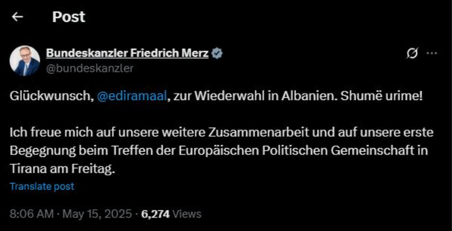 Kancelari gjerman uron Ramën në shqip për fitoren: Mezi pres