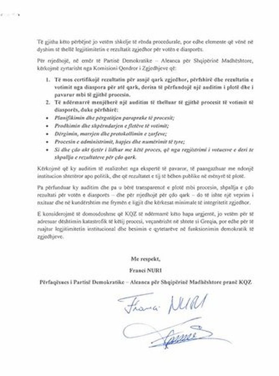PD i dërgon kërkesë KQZ-së, kërkon auditimin e votave