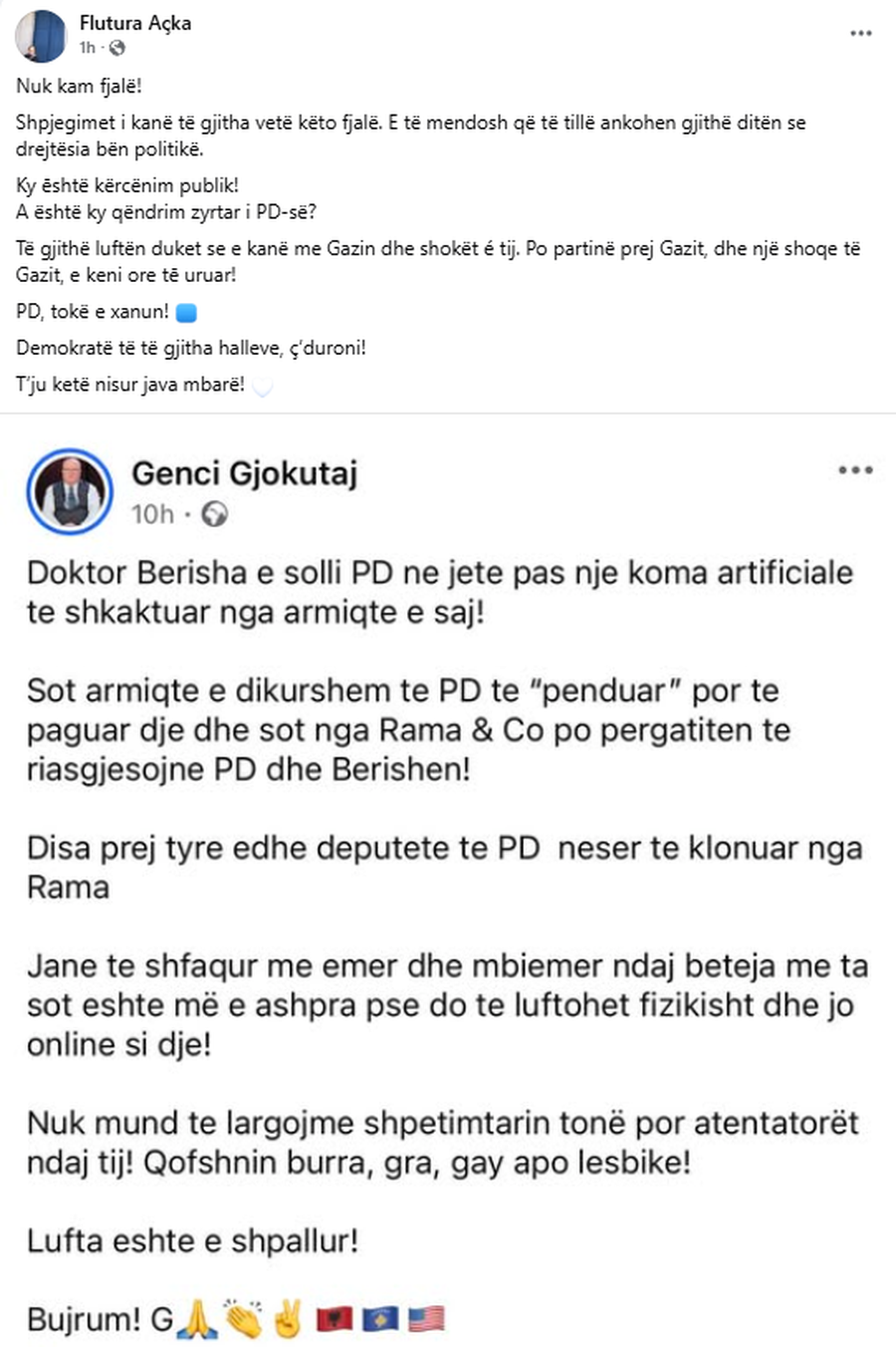 Genc Gjokutaj kërcënon Gaz Bardhin? Ironizon Açka: PD tokë