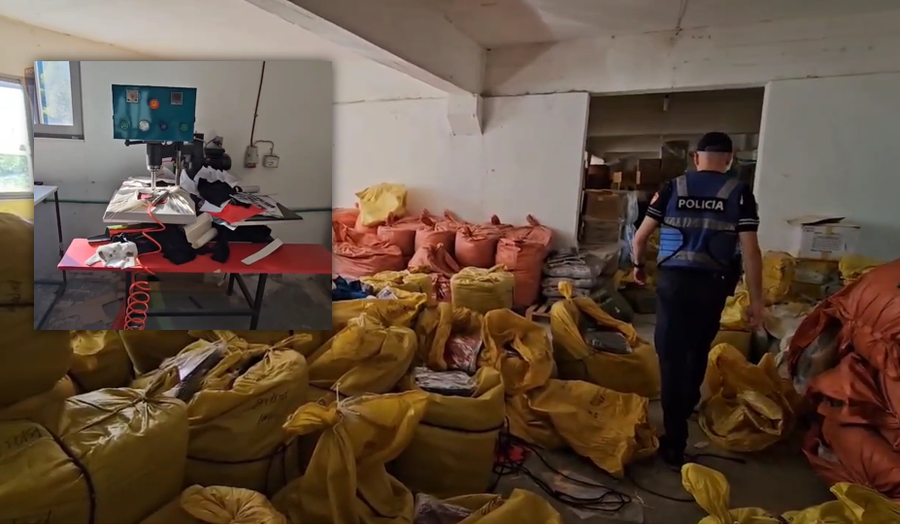 Stamponin logo false për veshjet kontrabandë, pranga 3
