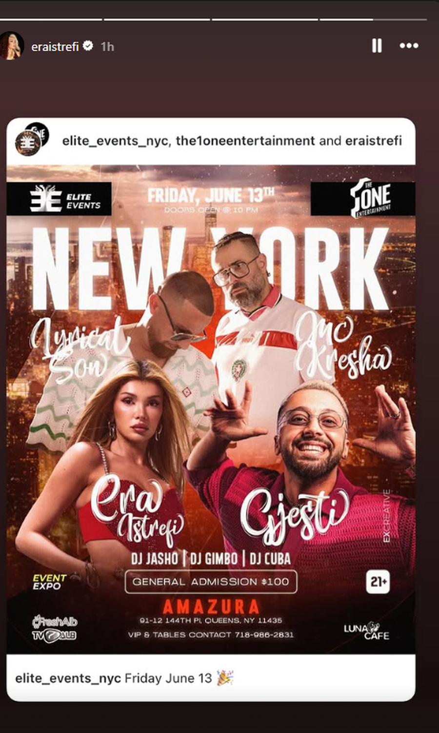 FOTO/ Era Istrefi dhe Gjesti shihen së bashku në New York!