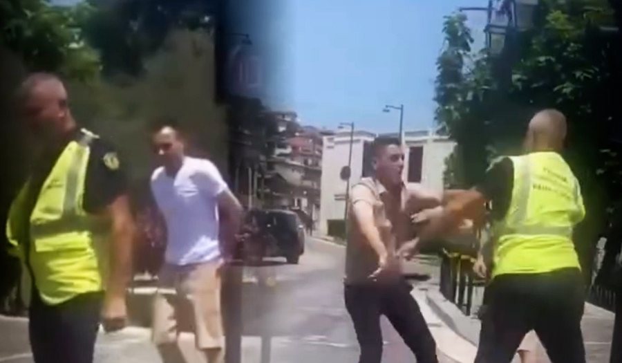 VIDEO/ Përleshje në qendër të Beratit, polici hedh knockout