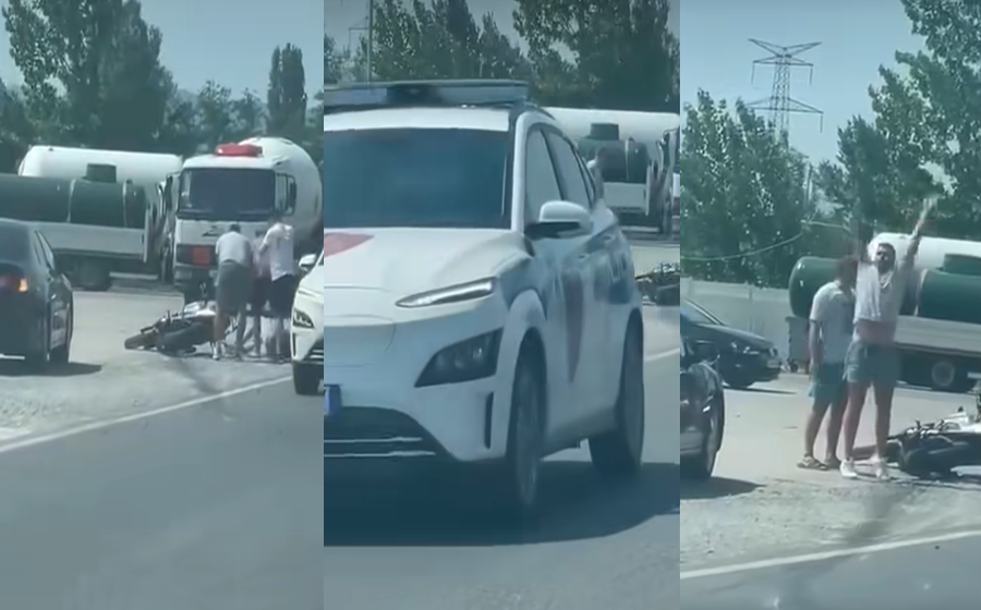 VIDEO/ Skandal në Lezhë! "Benzi" përplas motorin,