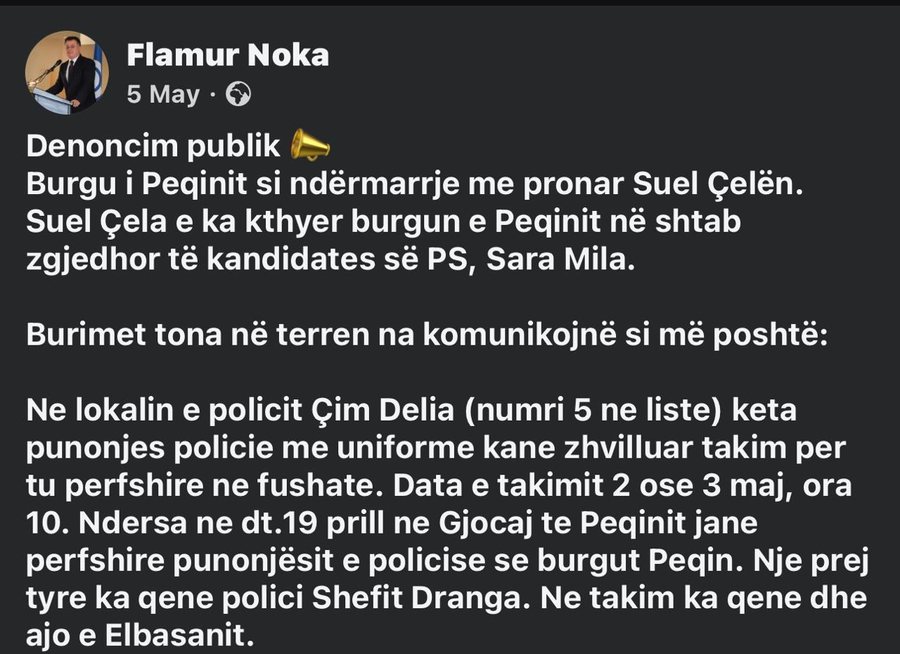 Punonjësi i burgut të Peqinit padit Flamur Nokën për shpifje