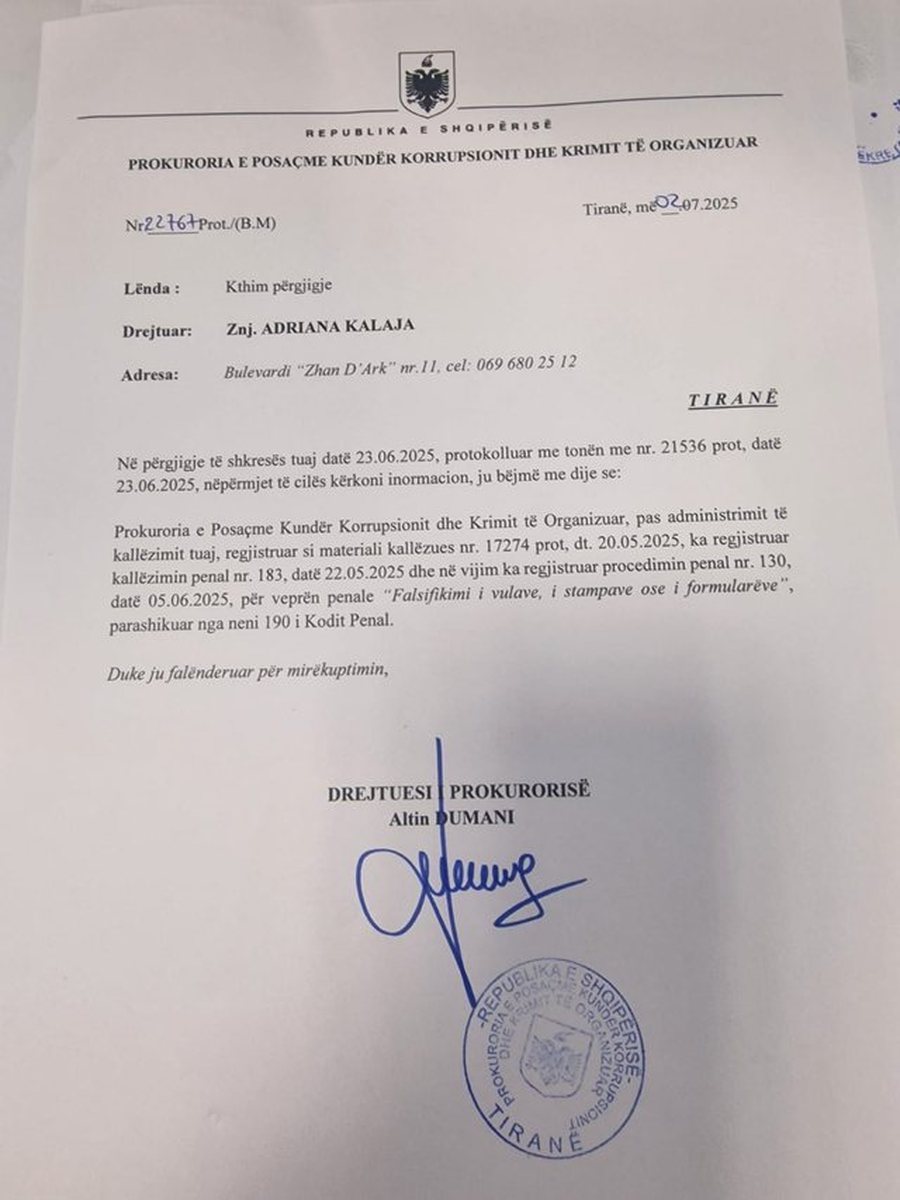 SPAK nis hetim penal ndaj gjyqtares së GJKKO-së, Irena Gjoka