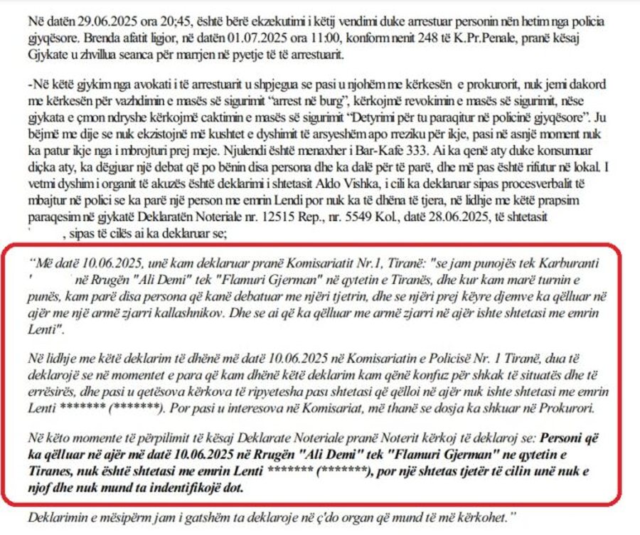 “E ngatërrova, nuk qëlloi Lendi Palaj”, dëshmia