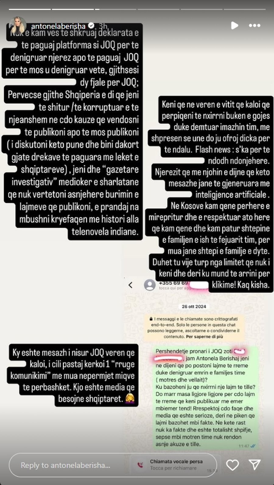 'Më keq se serbi do ta bëj',  Antonela reagon pas mesazheve