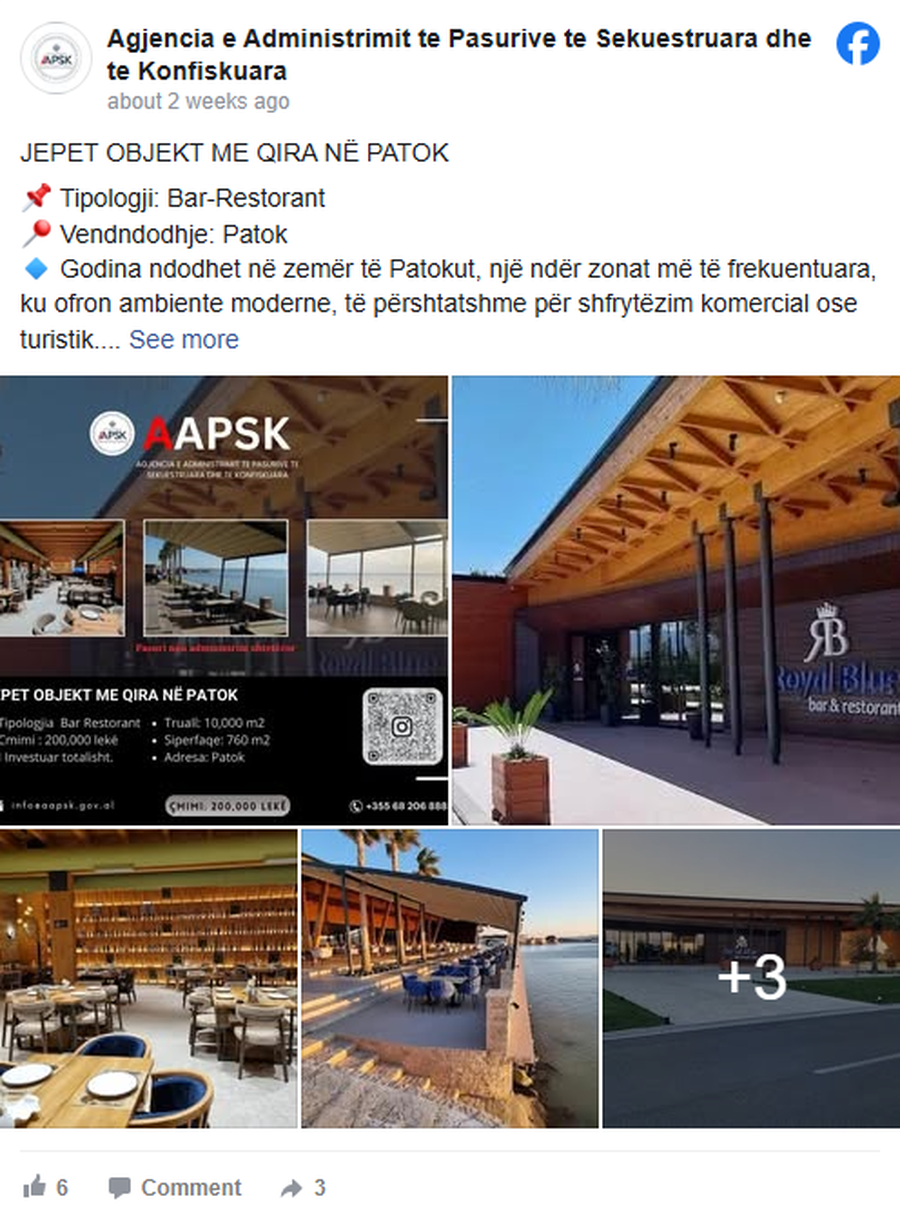 I kaloi shtetit për administrim, “Royal Blue” në Patok