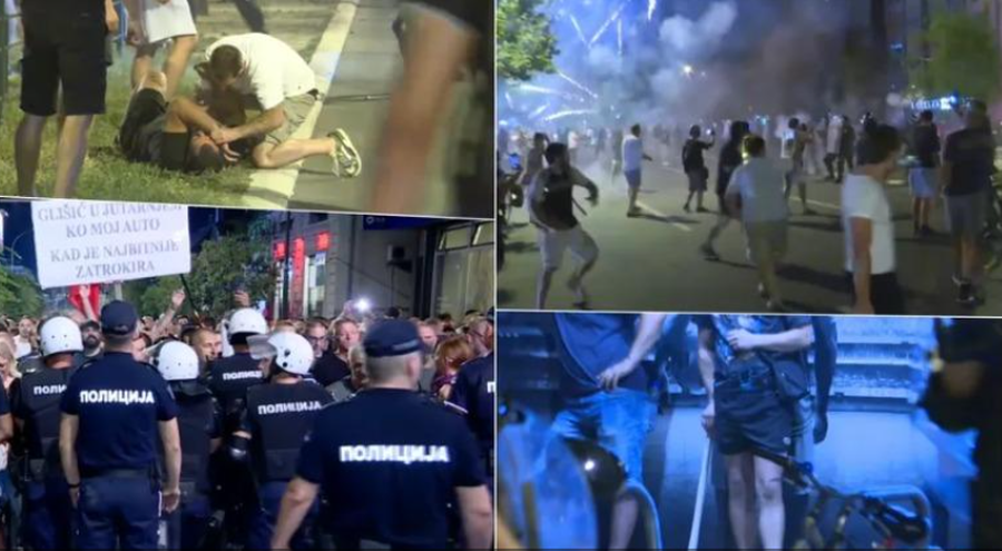 Protesta të dhunshme në gjithë Serbinë, mijëra të