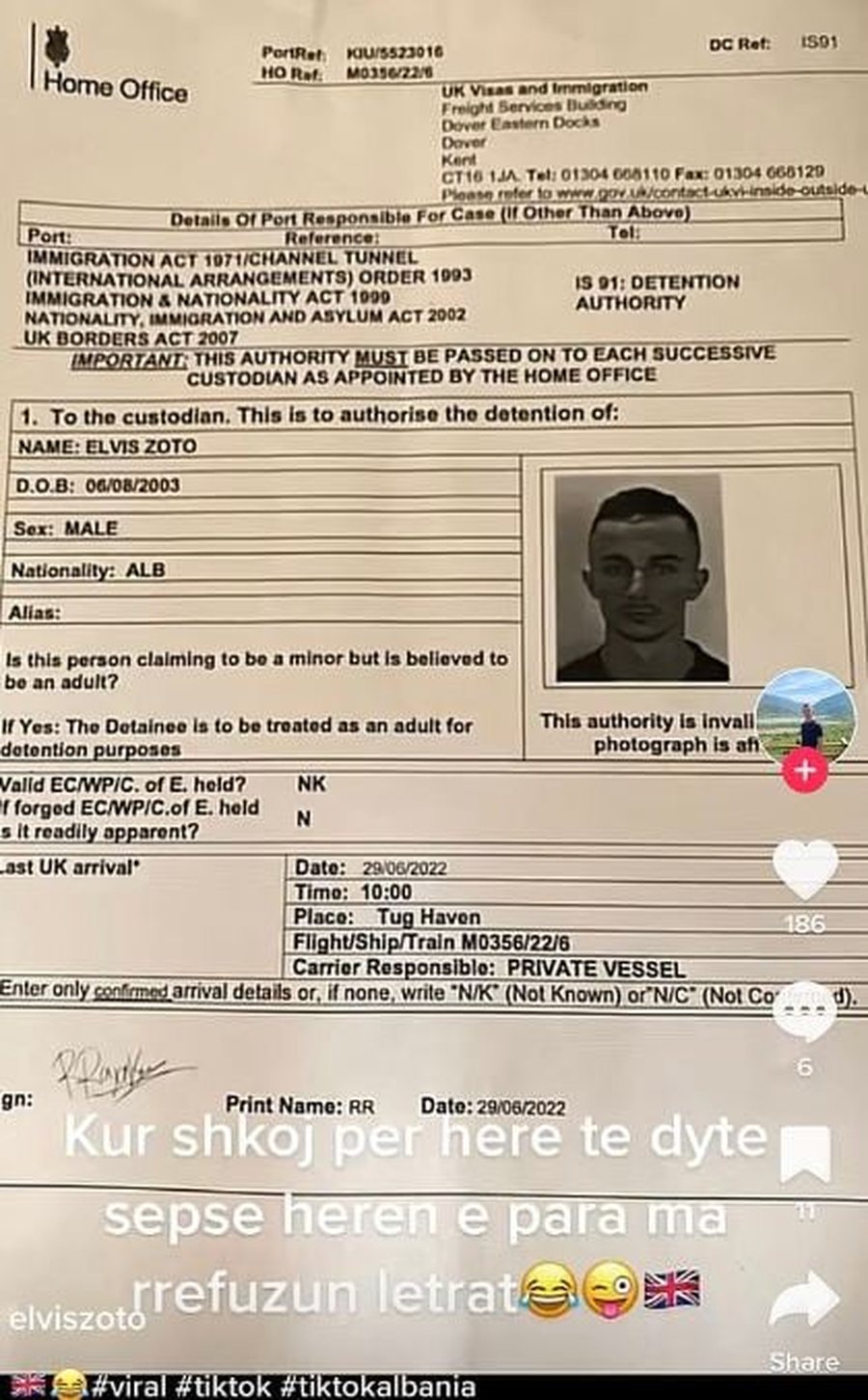 Iku me gomone dhe mbushi rrugët e Londrës me kokainë, Dailymail