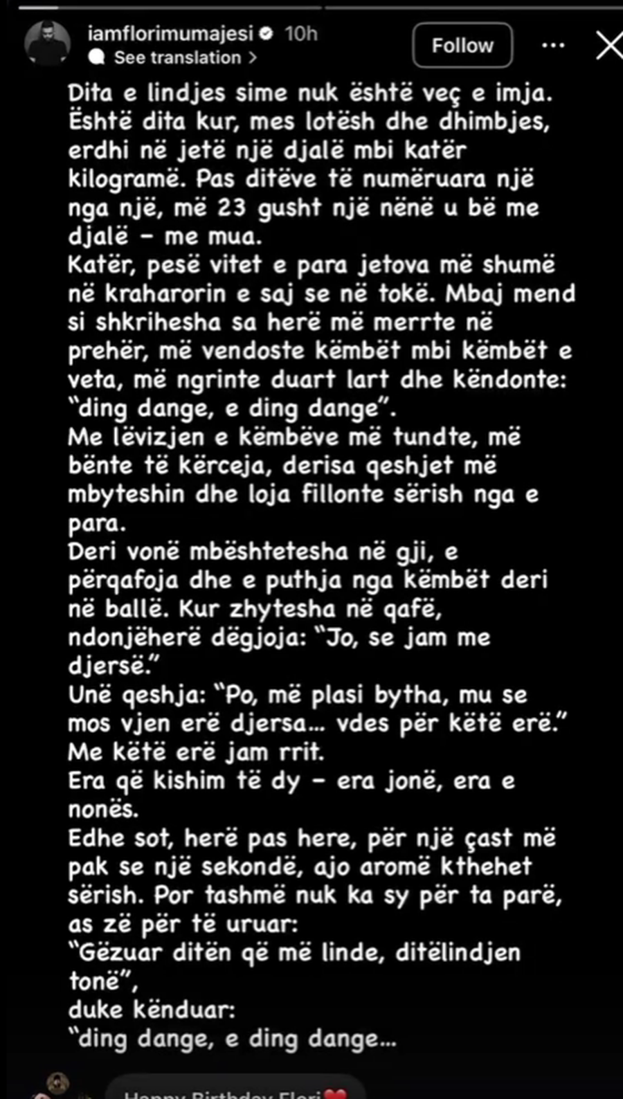 Flori Mumajesi prek me rrëfimin për nënën e tij të
