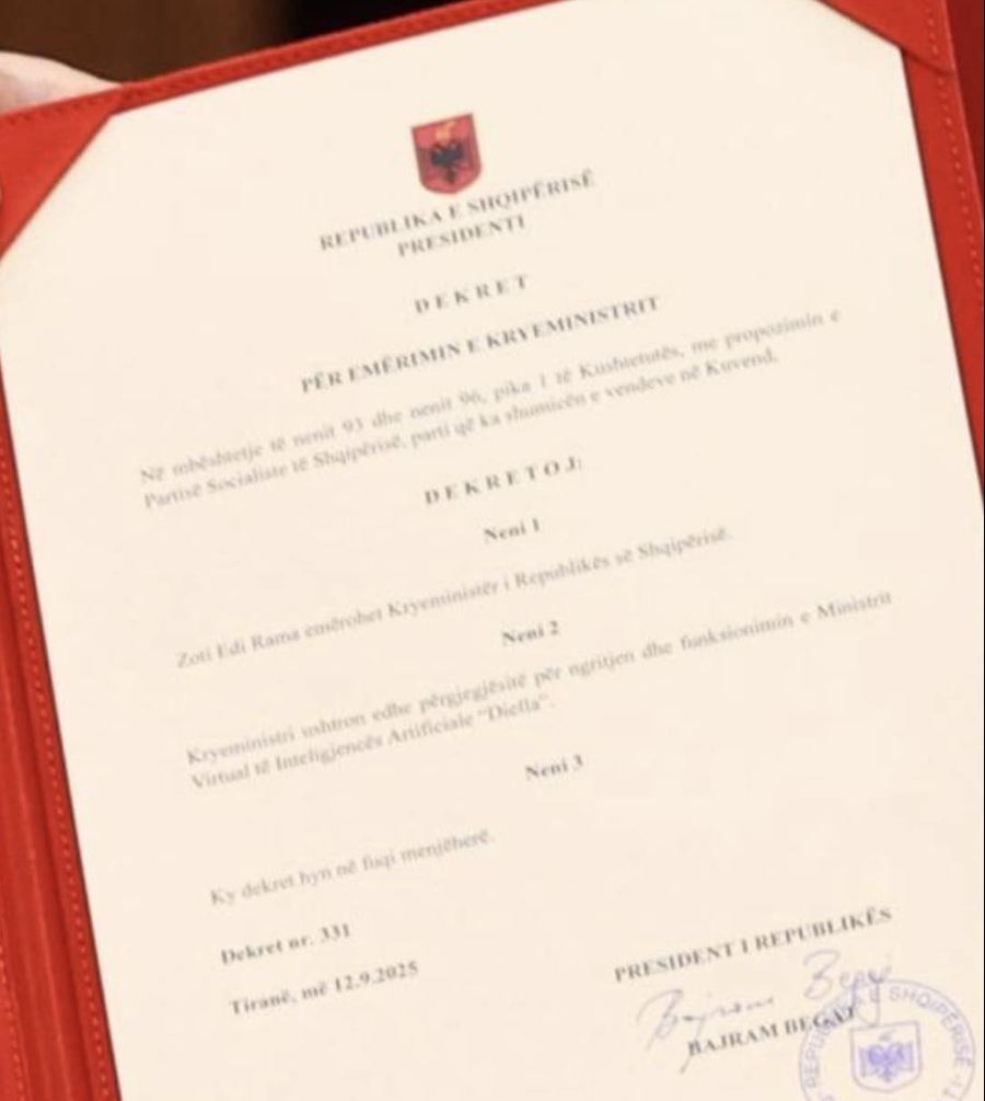 Begaj dekreton Ramën si kryeministër, e cakton përgjegjës