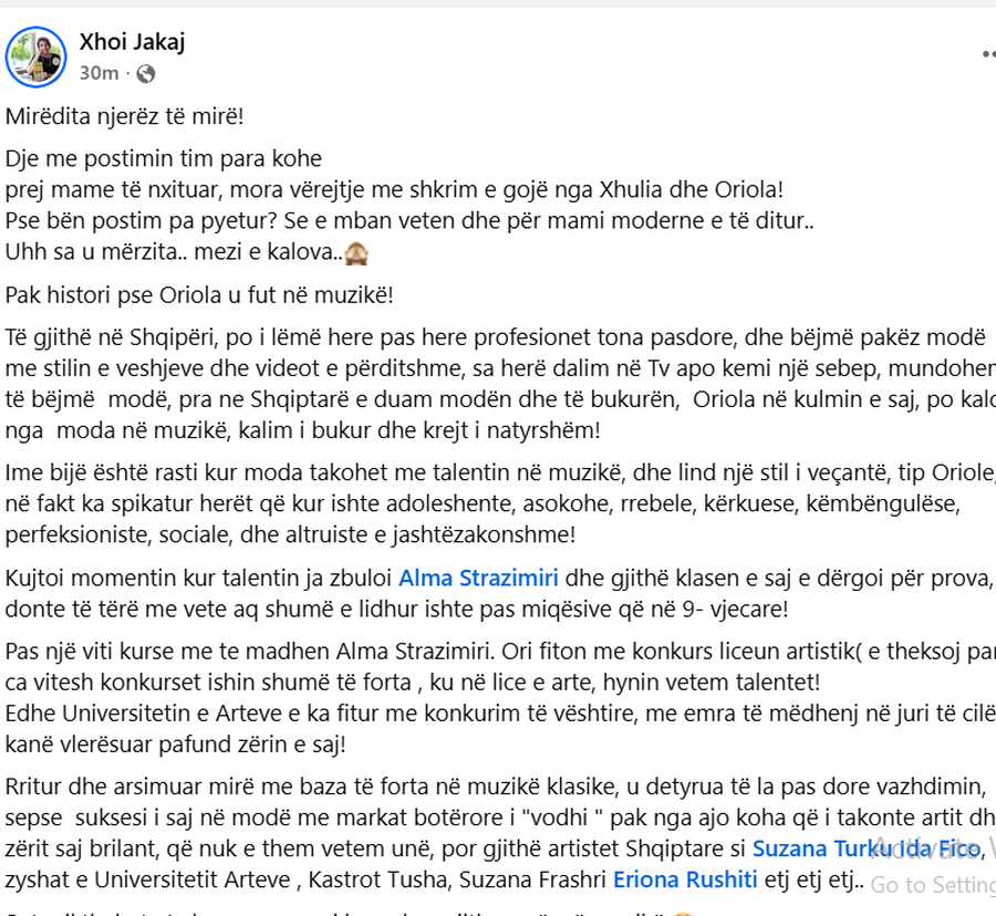 Ups!!! Oriola Marashin e paska 'tradhëtuar' e ëma
